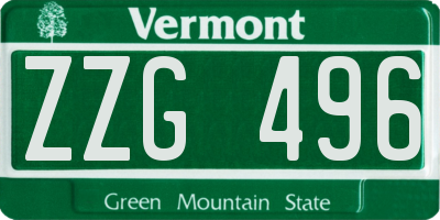 VT license plate ZZG496