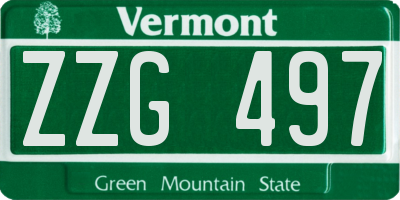 VT license plate ZZG497