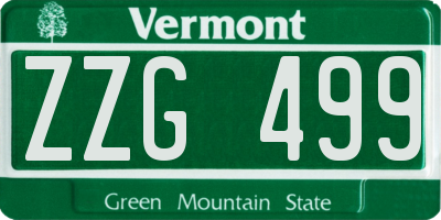 VT license plate ZZG499