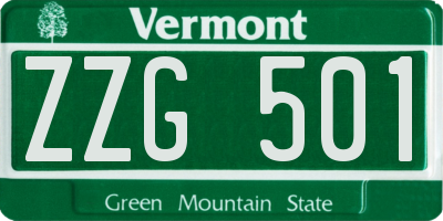 VT license plate ZZG501