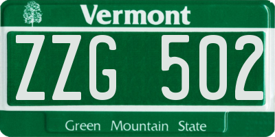 VT license plate ZZG502