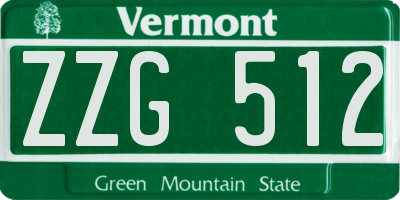 VT license plate ZZG512