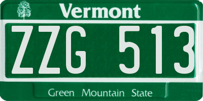 VT license plate ZZG513