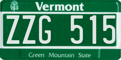 VT license plate ZZG515