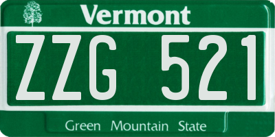 VT license plate ZZG521