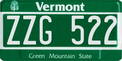 VT license plate ZZG522