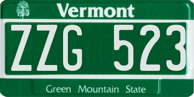 VT license plate ZZG523