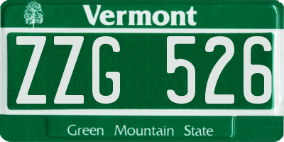 VT license plate ZZG526