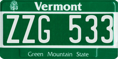 VT license plate ZZG533