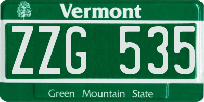 VT license plate ZZG535