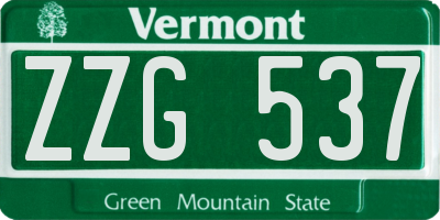 VT license plate ZZG537