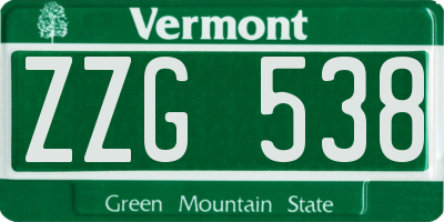 VT license plate ZZG538