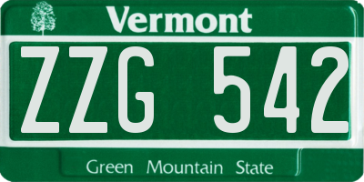 VT license plate ZZG542