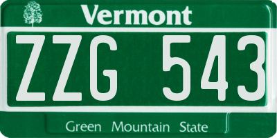 VT license plate ZZG543