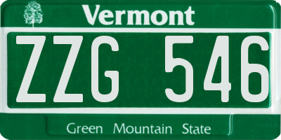 VT license plate ZZG546