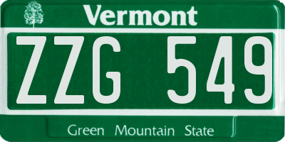 VT license plate ZZG549
