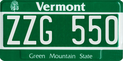 VT license plate ZZG550