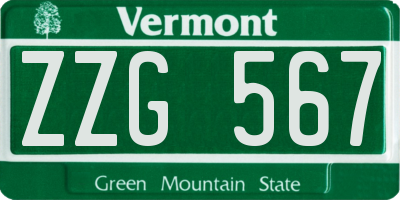 VT license plate ZZG567