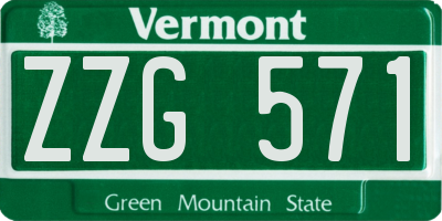 VT license plate ZZG571