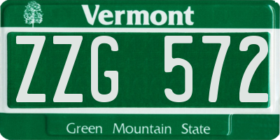 VT license plate ZZG572