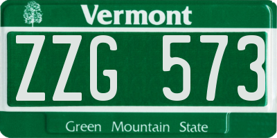 VT license plate ZZG573