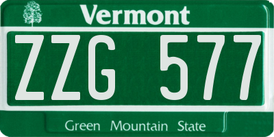 VT license plate ZZG577