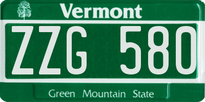 VT license plate ZZG580