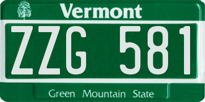 VT license plate ZZG581