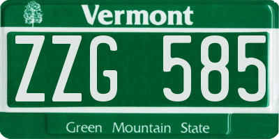 VT license plate ZZG585