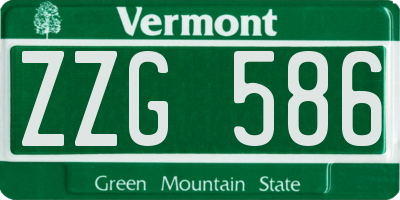 VT license plate ZZG586
