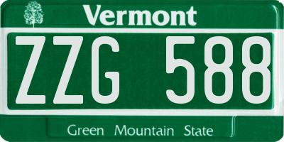 VT license plate ZZG588