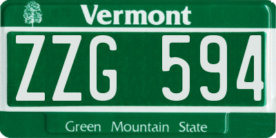 VT license plate ZZG594