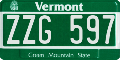 VT license plate ZZG597