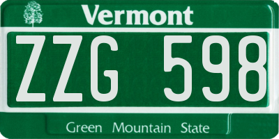 VT license plate ZZG598