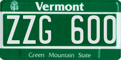 VT license plate ZZG600