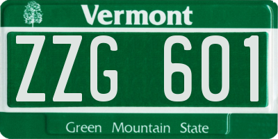 VT license plate ZZG601