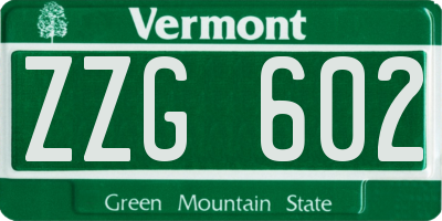 VT license plate ZZG602