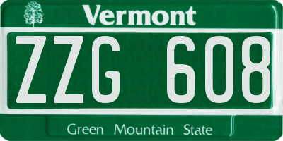 VT license plate ZZG608