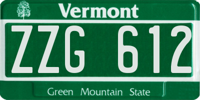VT license plate ZZG612