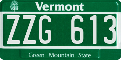 VT license plate ZZG613