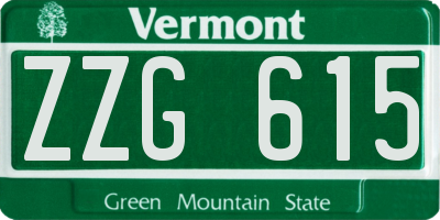 VT license plate ZZG615