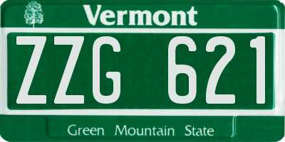 VT license plate ZZG621
