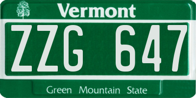 VT license plate ZZG647