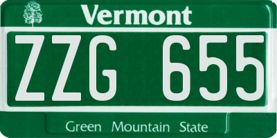 VT license plate ZZG655