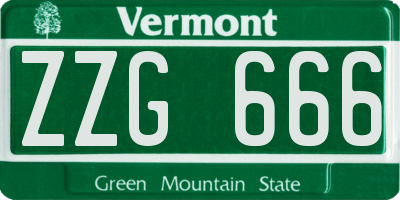 VT license plate ZZG666