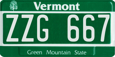 VT license plate ZZG667