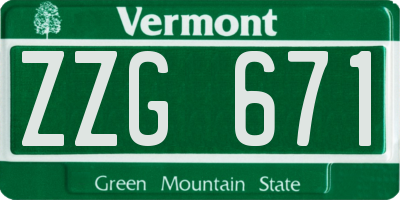 VT license plate ZZG671