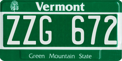 VT license plate ZZG672