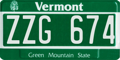 VT license plate ZZG674