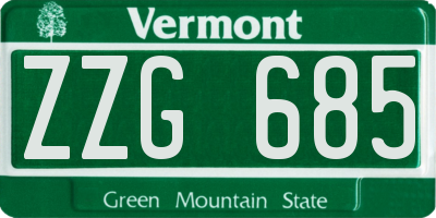 VT license plate ZZG685